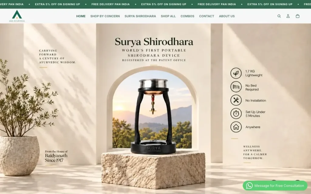 Age Ayurveda website